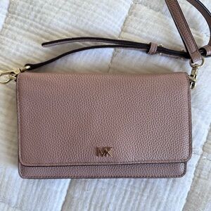 Michael Kors Mauve Pebbled Leather Crossbody Bag
